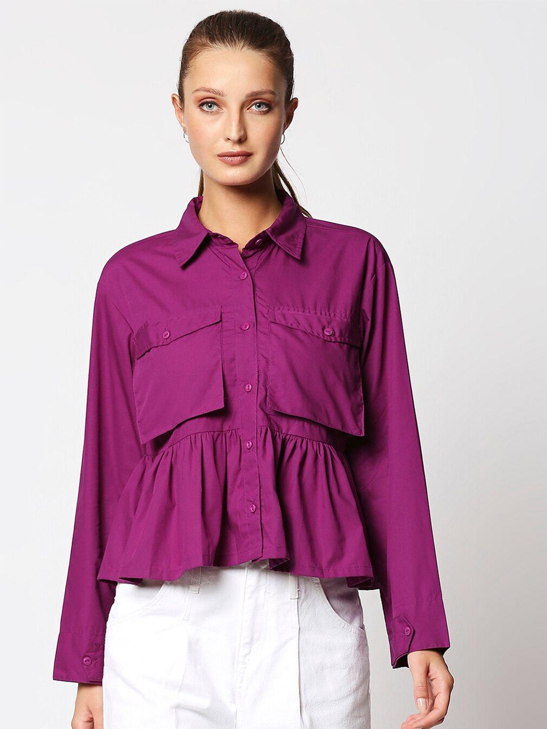 remanika women purple comfort casual shirt