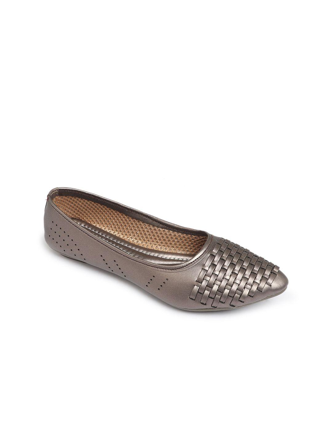 myra women gunmetal-toned ballerinas with laser cuts