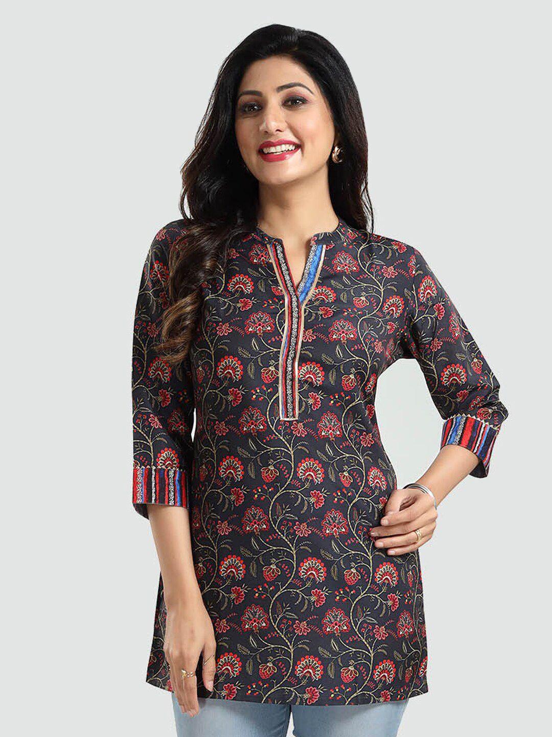 saree swarg black ethnic motifs printed kurti