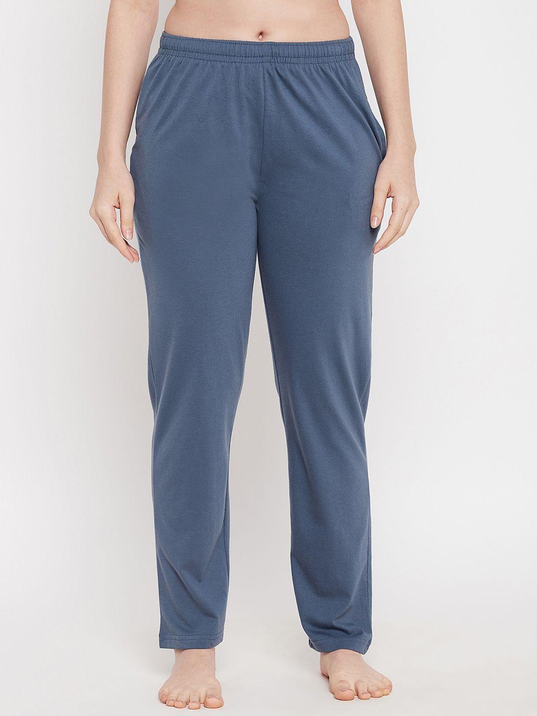 okane women blue solid lounge pants