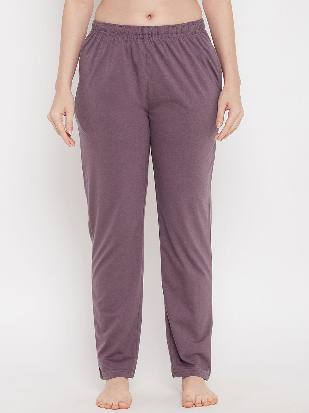 okane women purple solid lounge pants