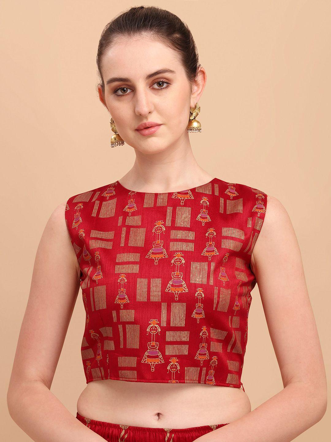 paralians red print chiffon crop top