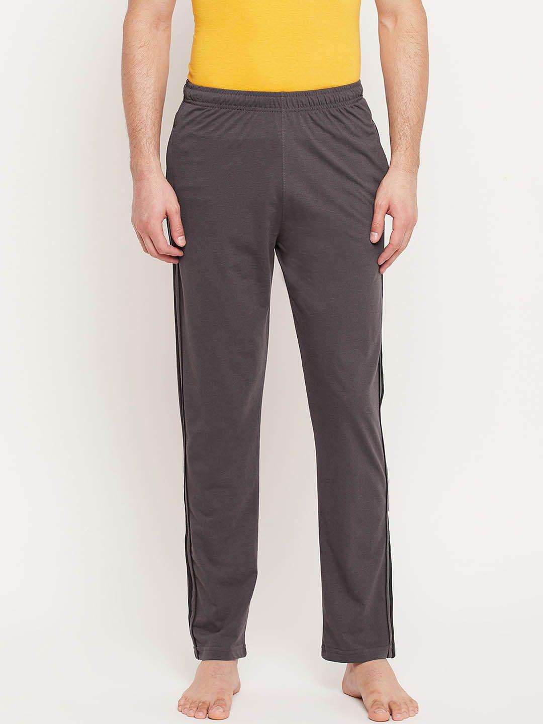 okane men grey solid lounge pants