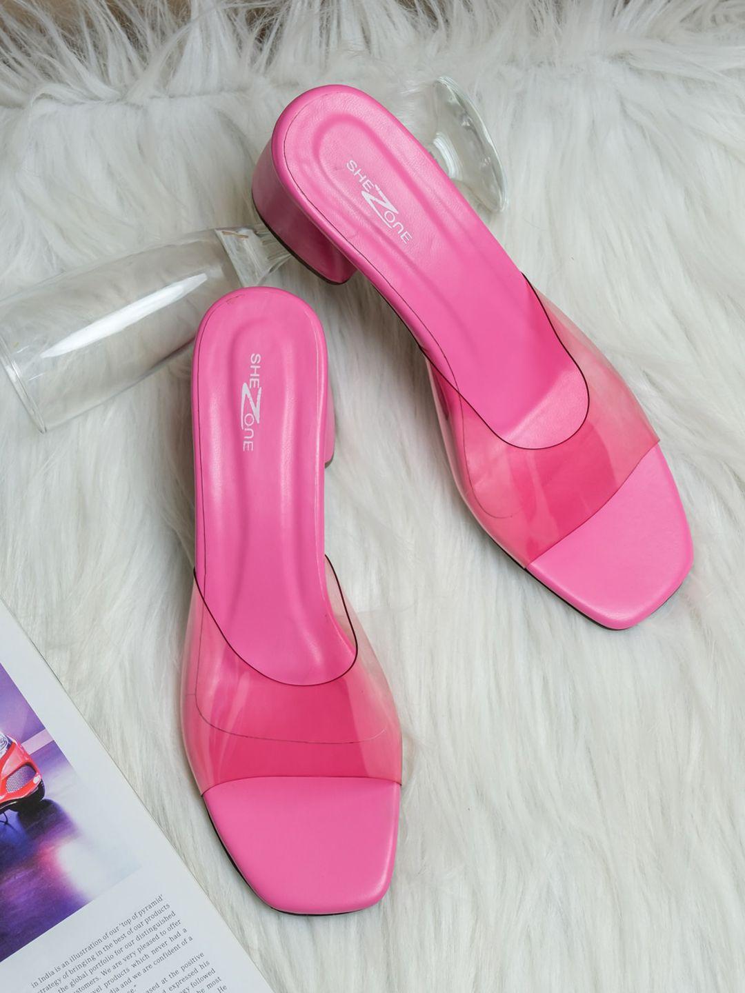 shezone pink block mules