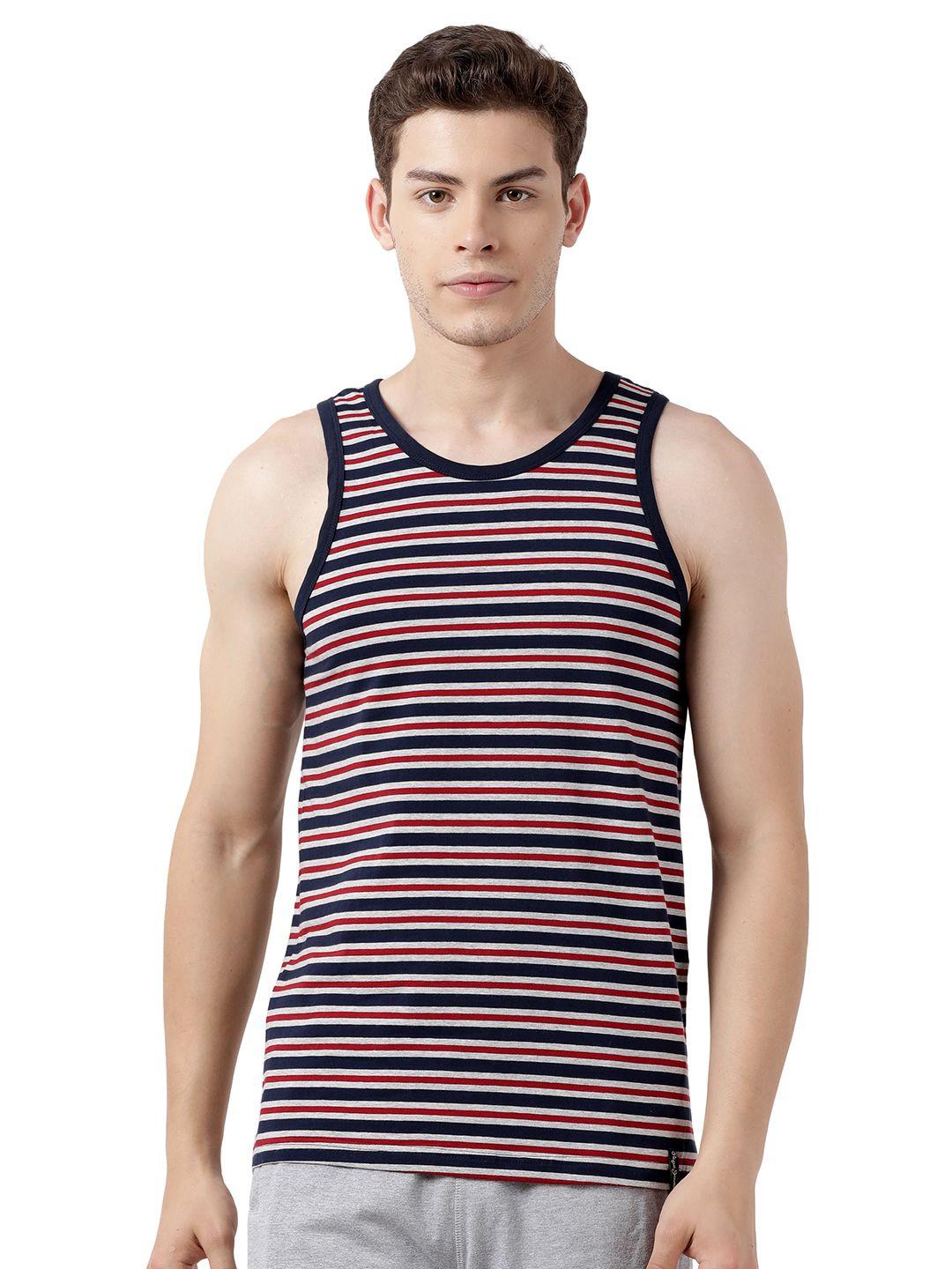 pepe jeans men black striped pure cotton innerwear vests