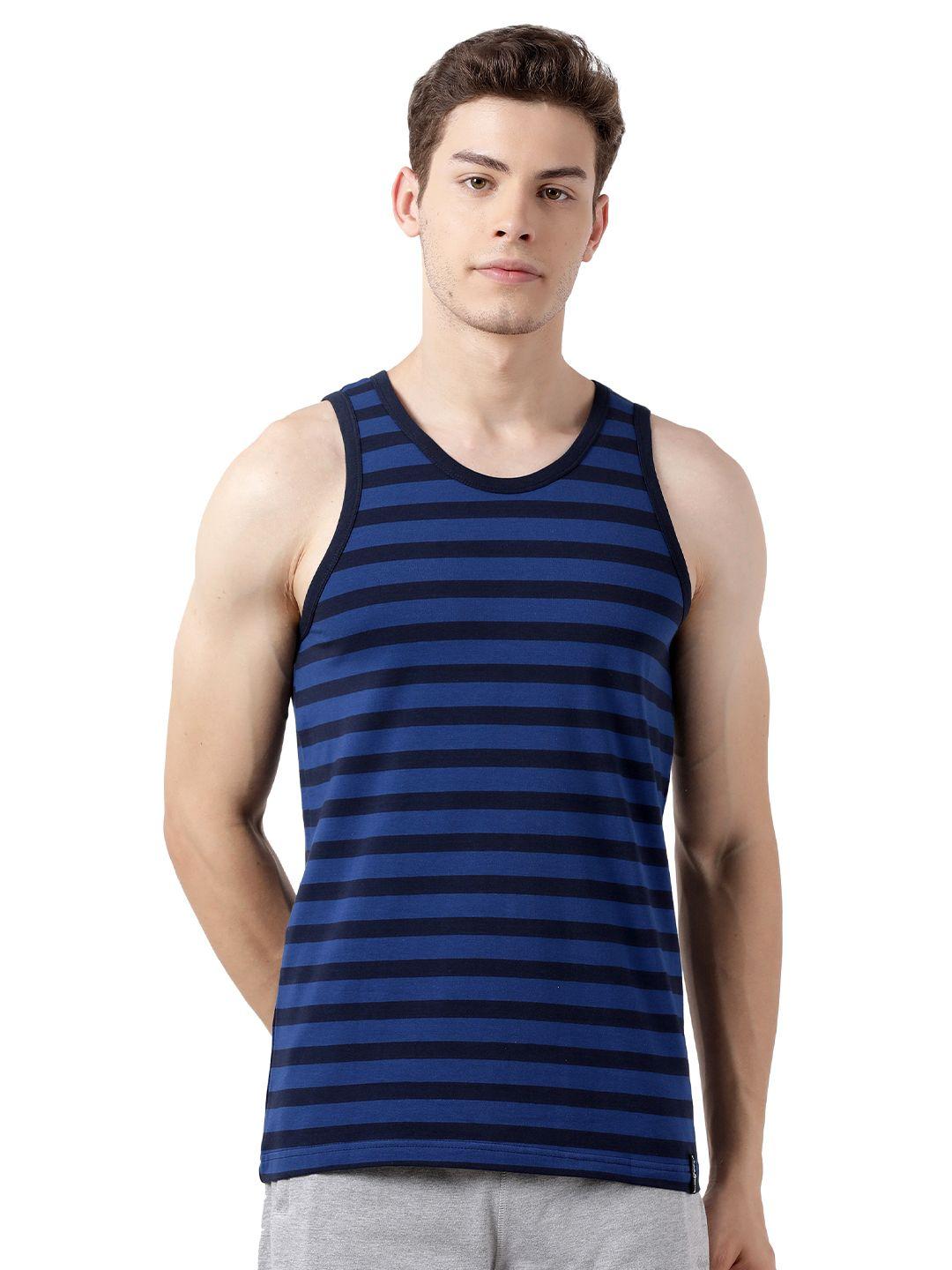 pepe jeans men black & grey striped cotton innerwear undershirt vests