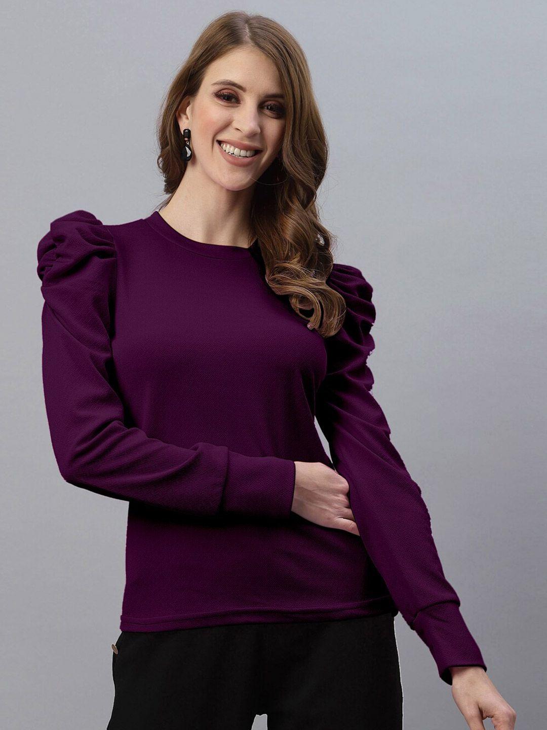 selvia magenta bishop sleeves scuba lace top