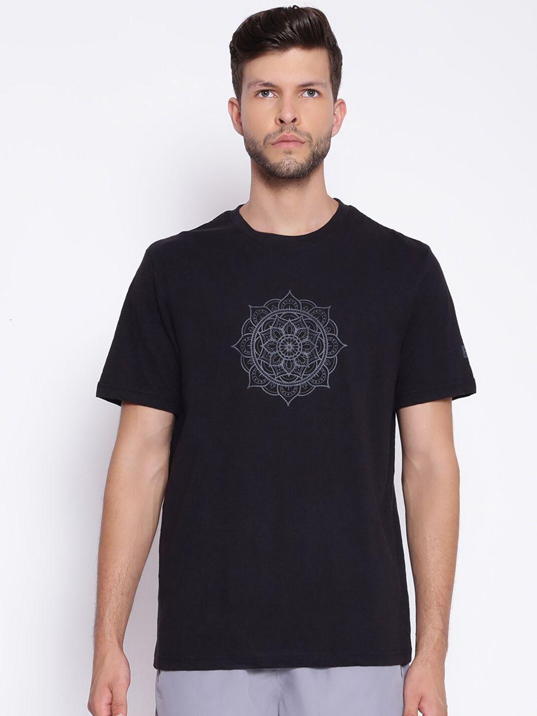 unpar men black printed t-shirt