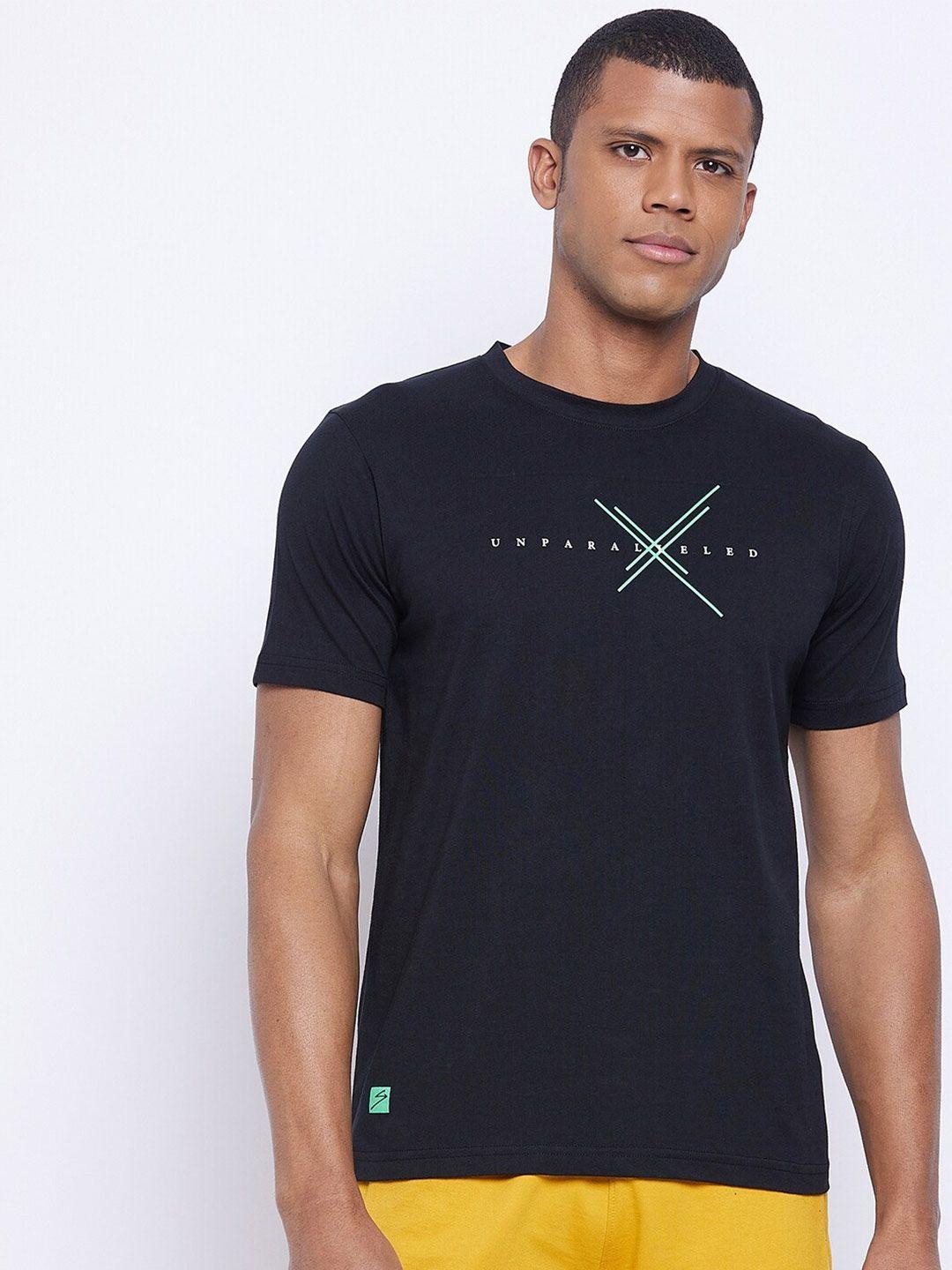 unpar men black printed t-shirt