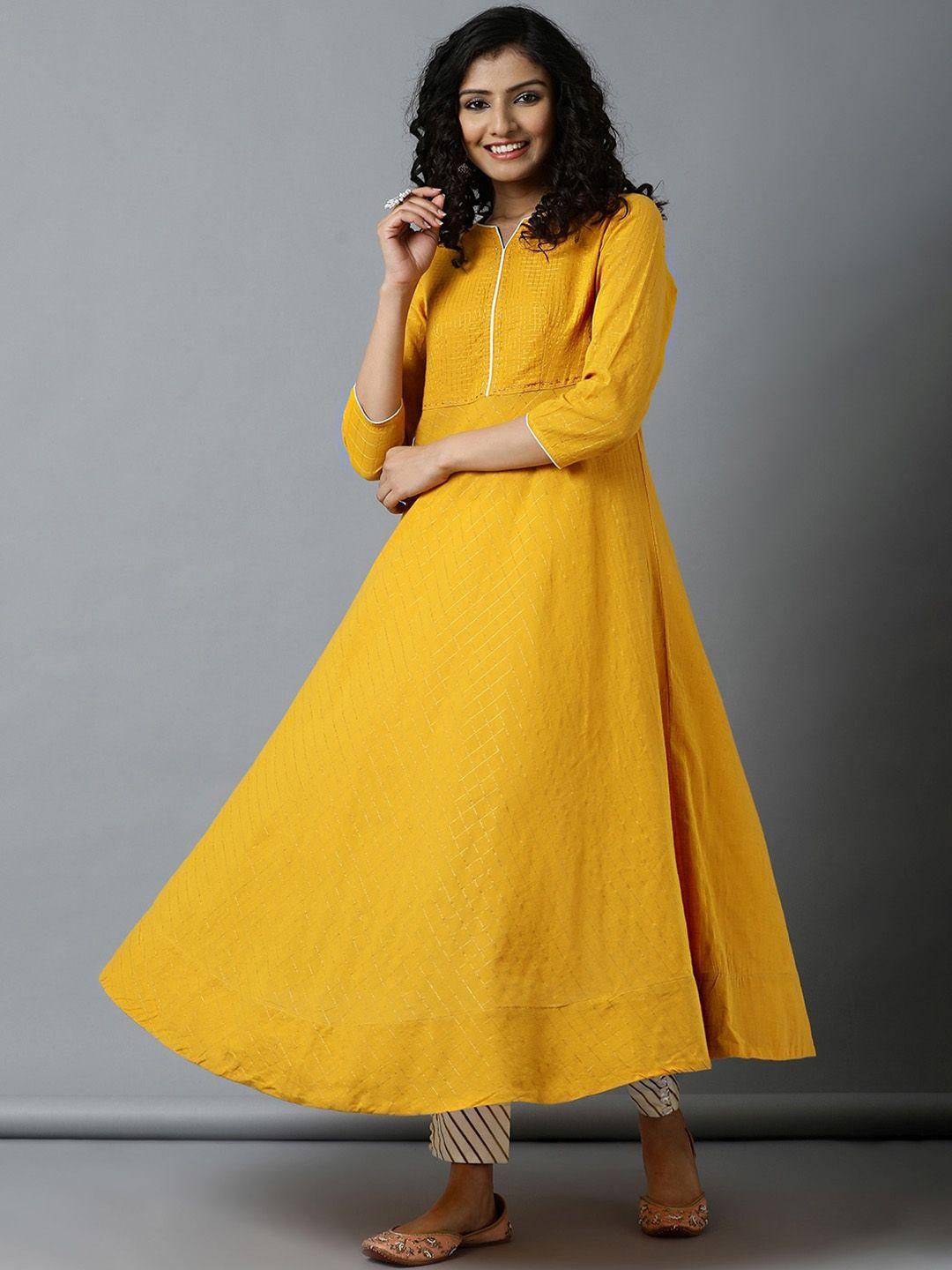 indian dobby women yellow dobby handloom anarkali kurta