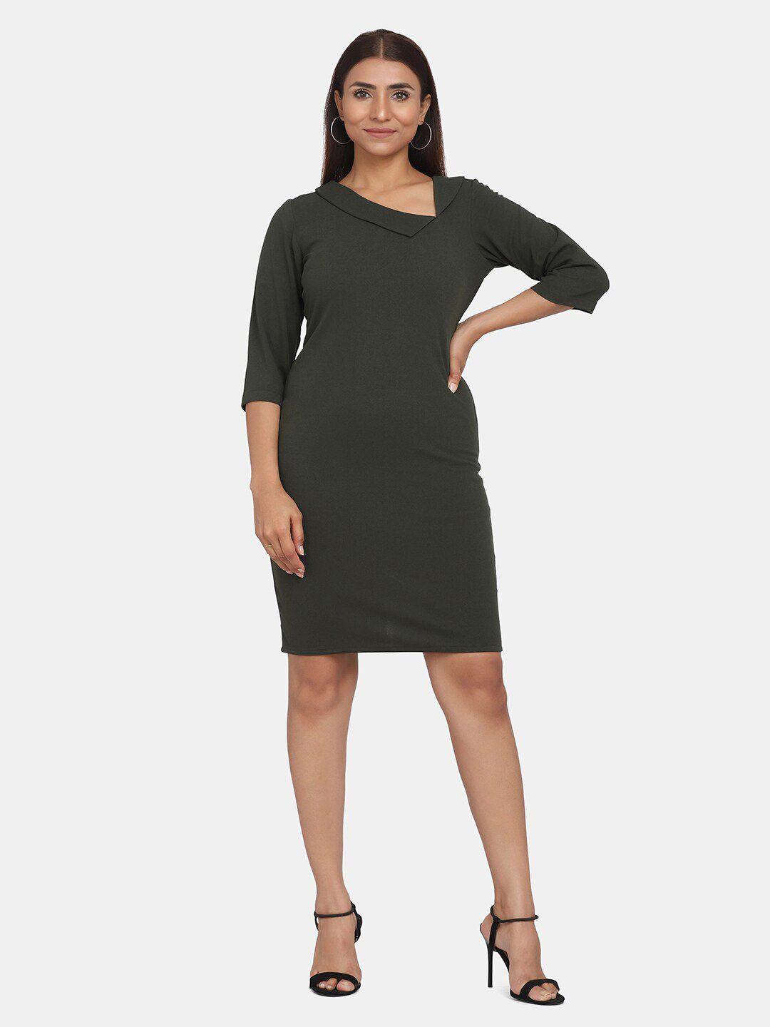 powersutra women  olive green sheath dress