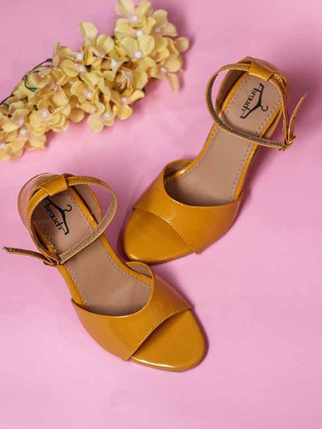 brauch mustard solid block heels