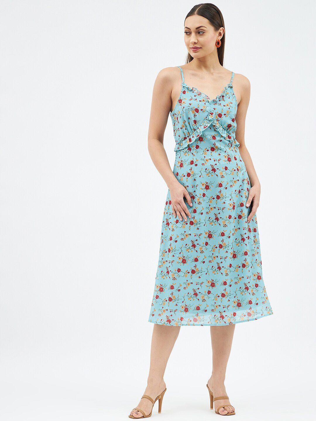 harpa teal floral georgette midi dress