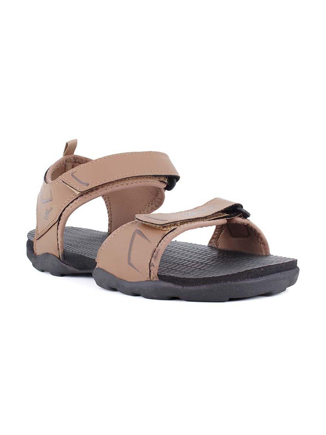 sparx men camel brown patterned sports sandals