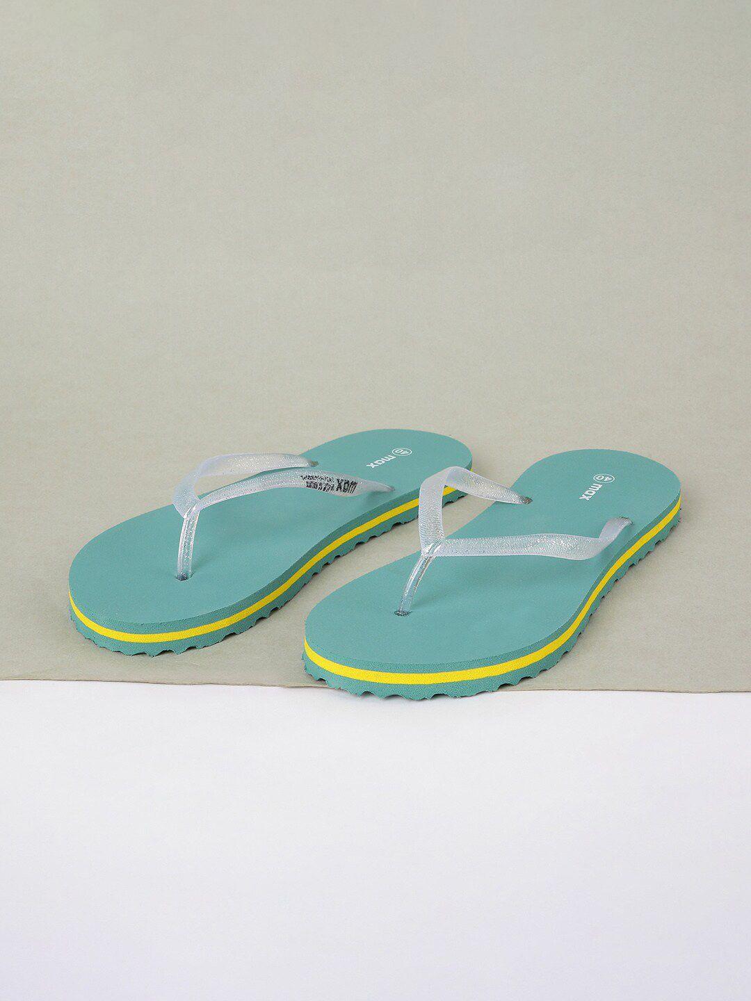 max women teal & yellow thong flip-flops