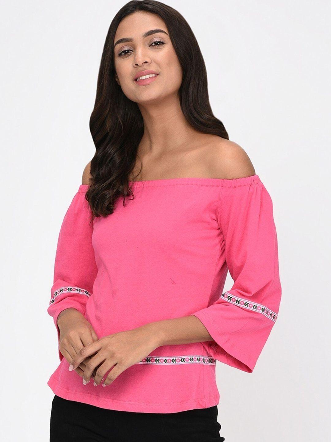 rigo pink off-shoulder bardot top