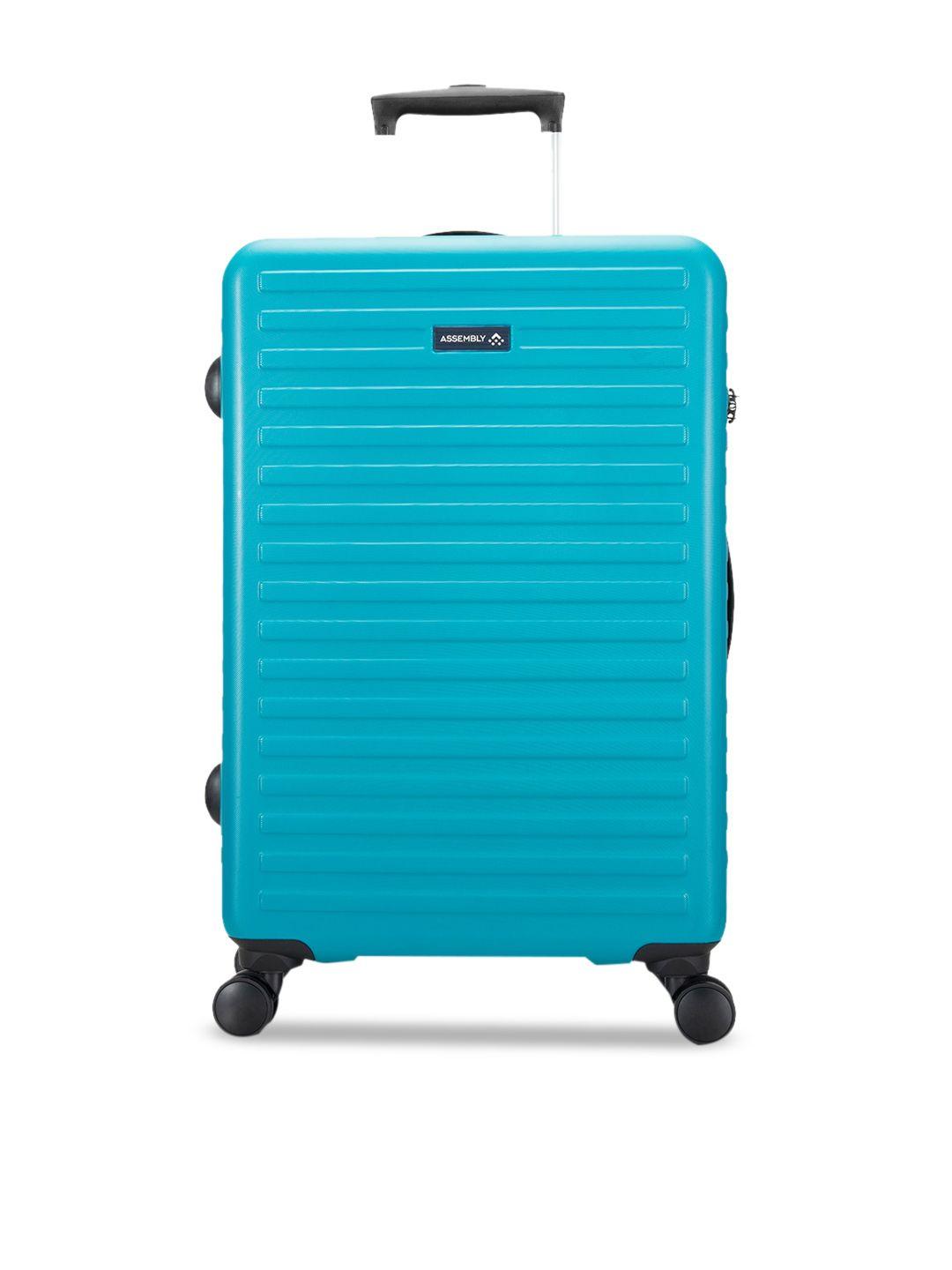 assembly turquoise blue textured medium hardsided trolley suitcase-67 l