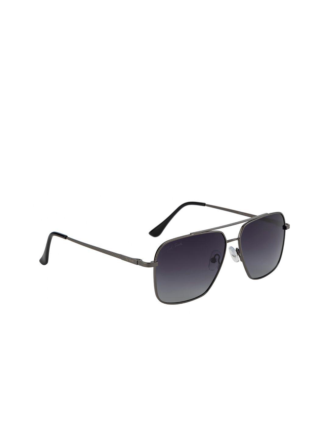 ted smith unisex purple lens & gunmetal-toned aviator sunglasses with polarised and uv protected lens