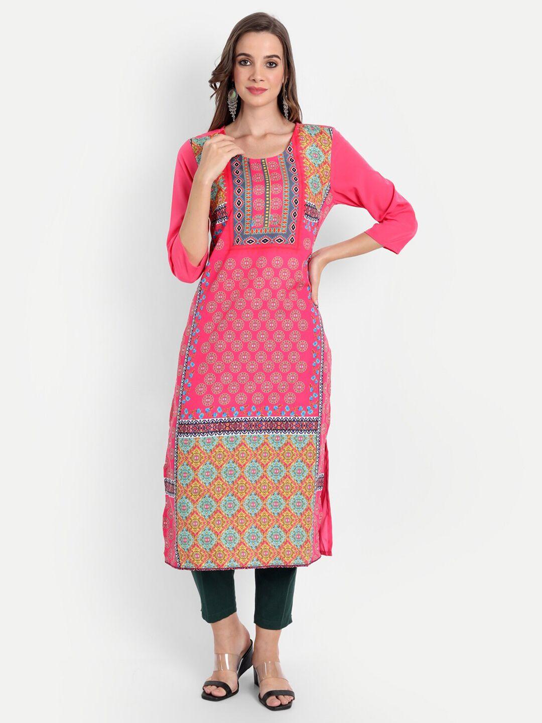 soan women pink printed crepe kurta