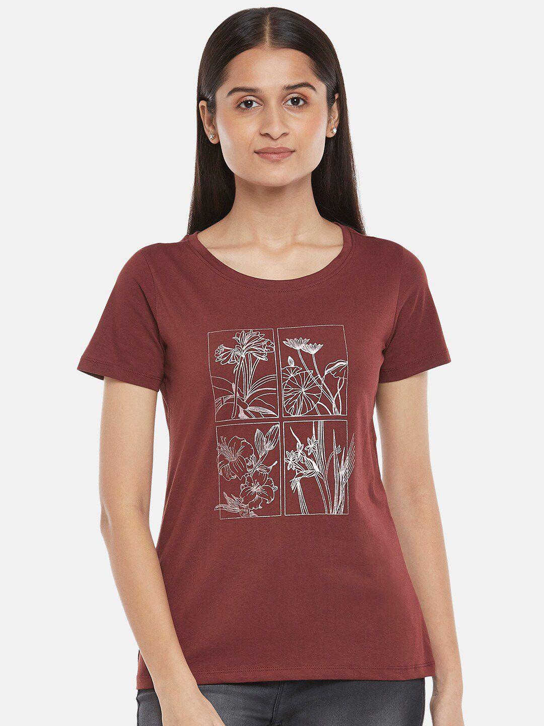 honey by pantaloons women brown printed t-shirt