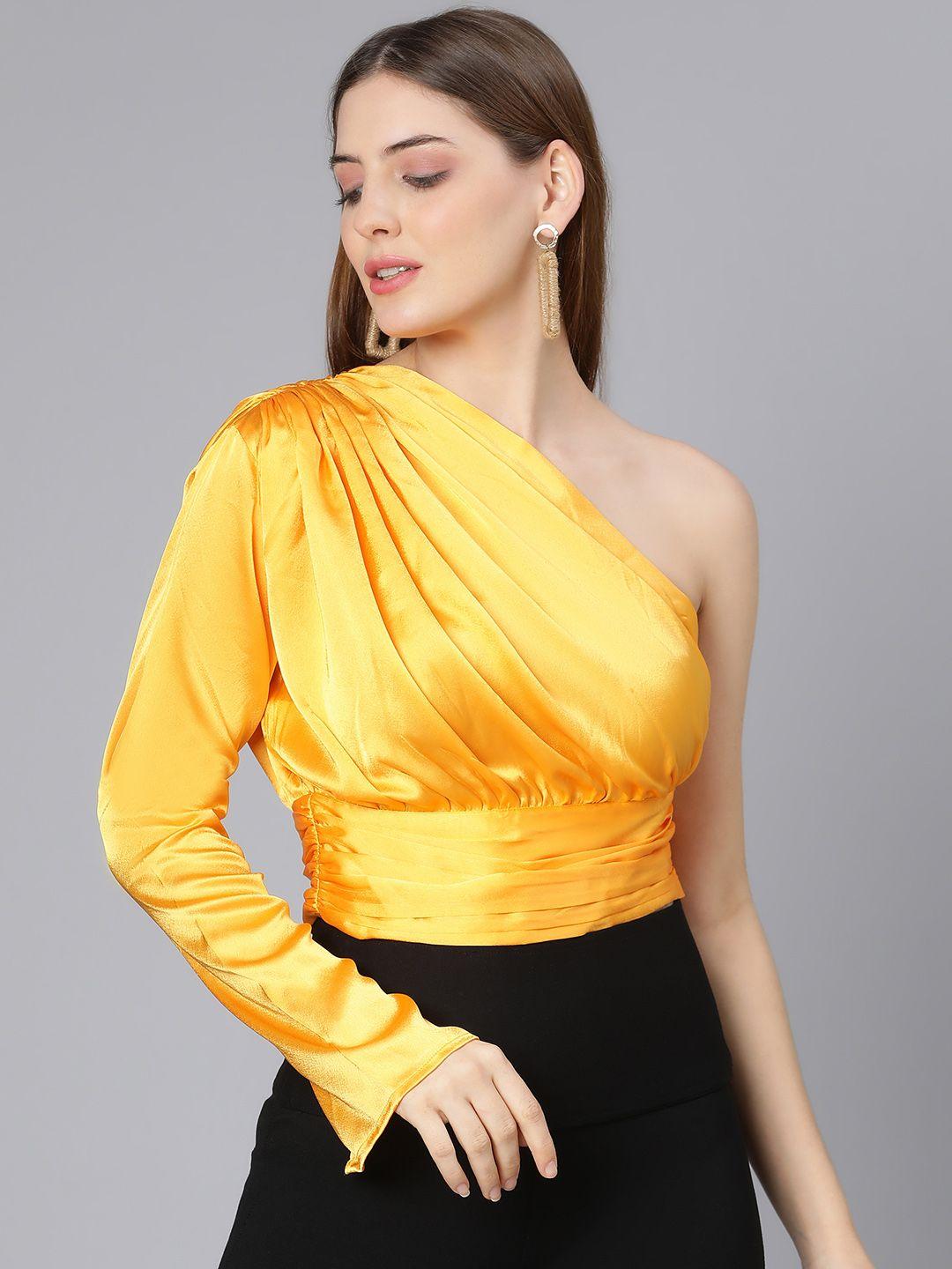 oxolloxo yellow one shoulder crop top