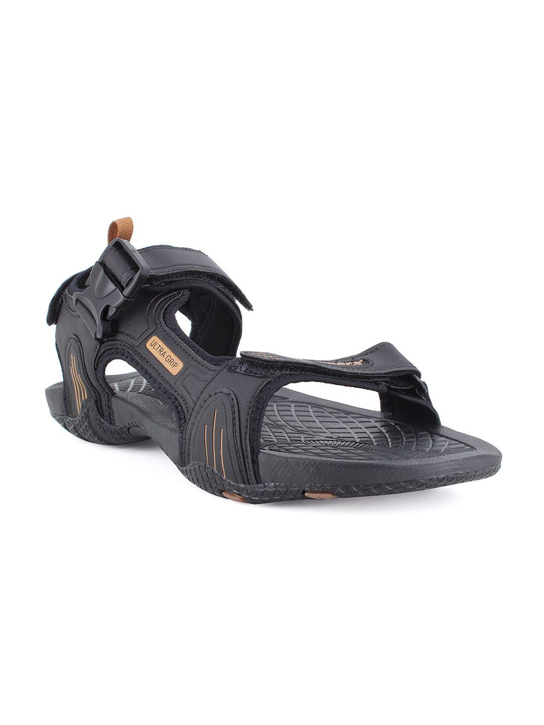 sparx men black solid sports sandals