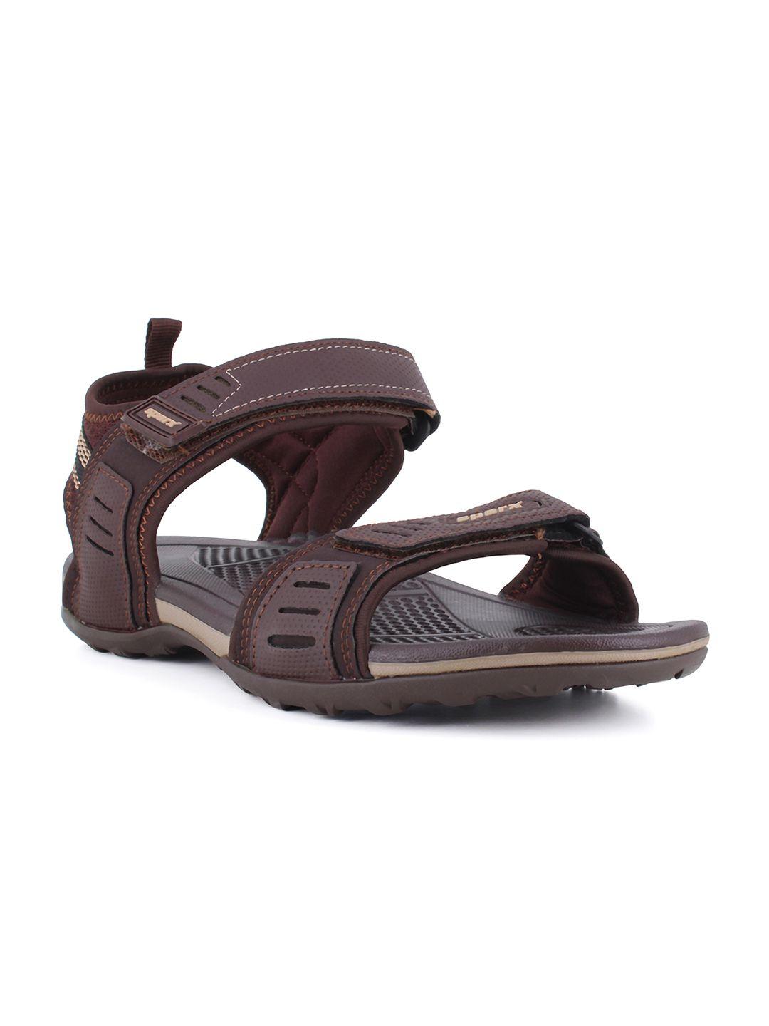 sparx men tan & brown solid sports sandals