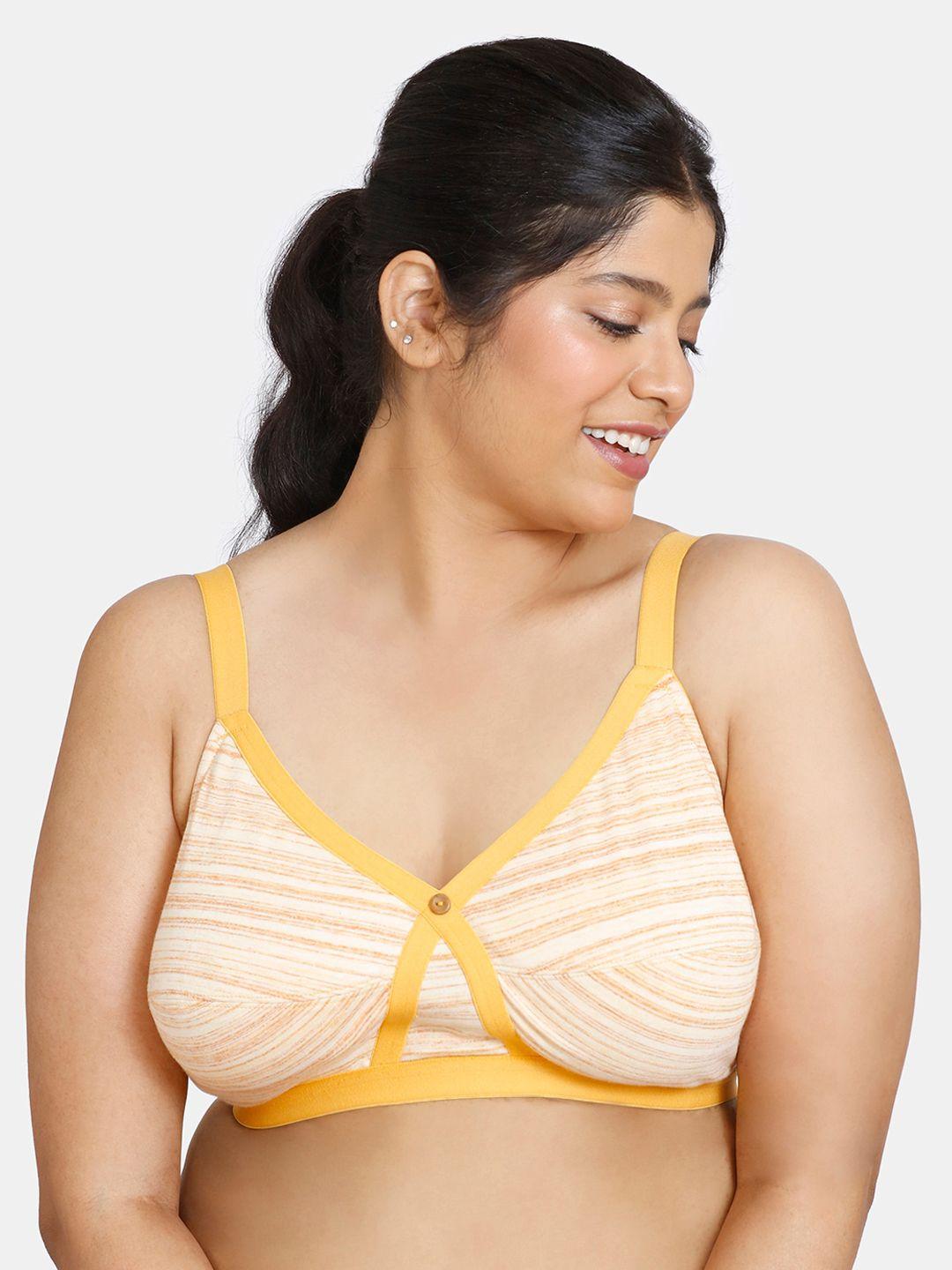 zivame yellow & white lightly padded bra