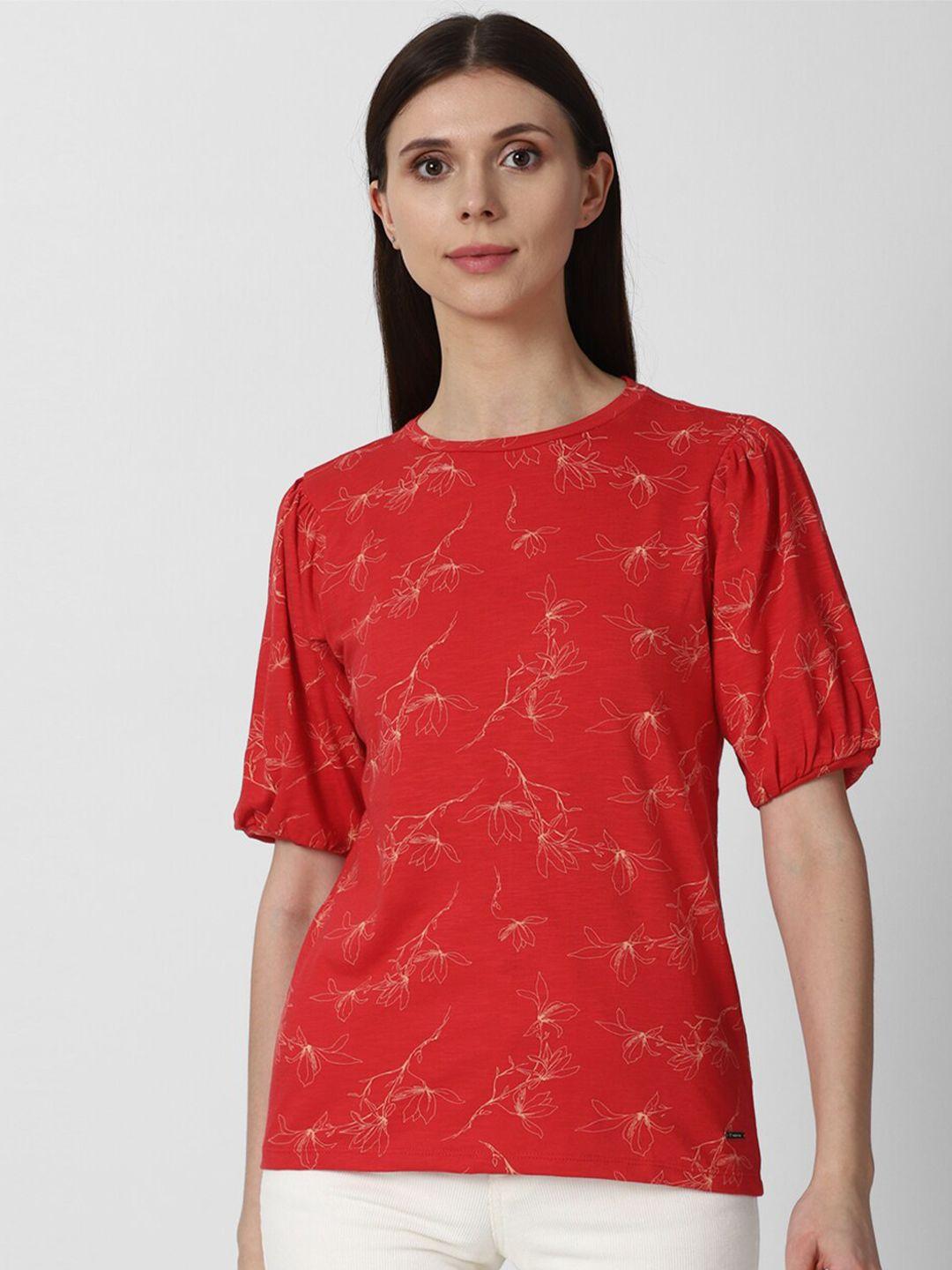 van heusen woman red floral print top