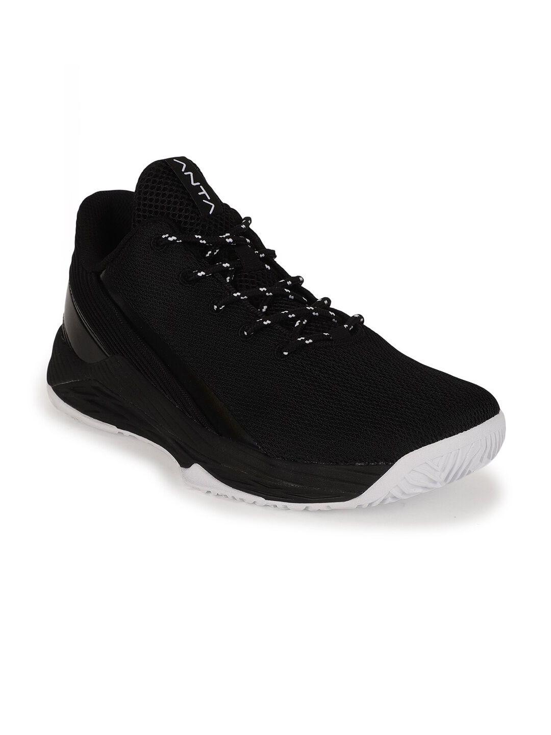 anta men black mesh basketball non-marking shoes