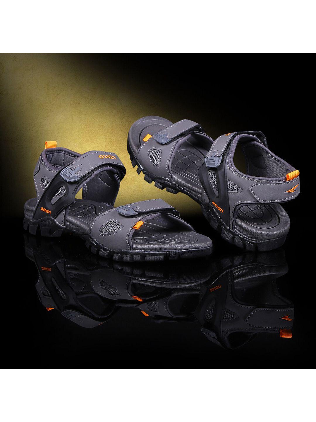 asian men grey & orange sports sandals