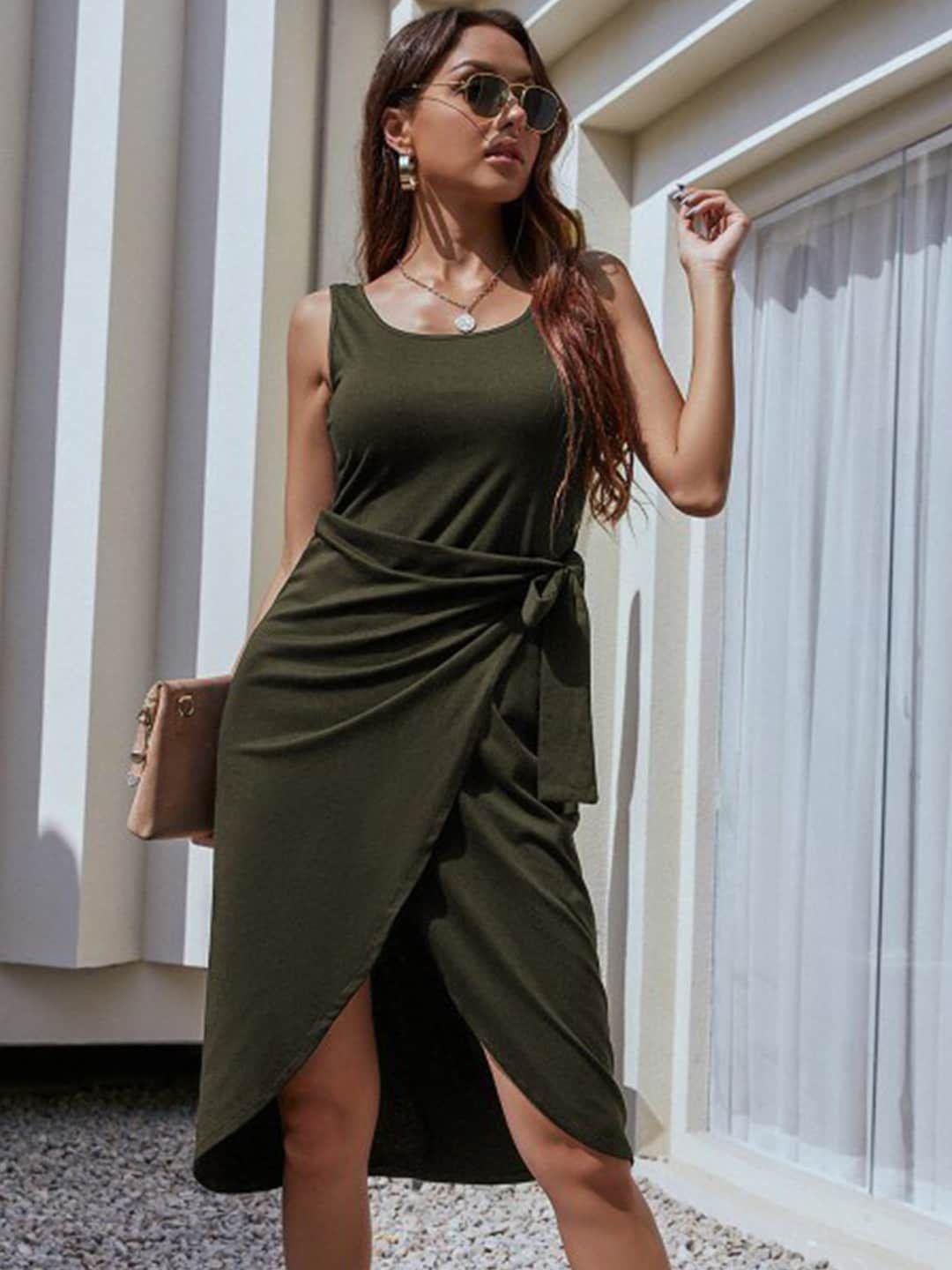 stylecast green sheath dress