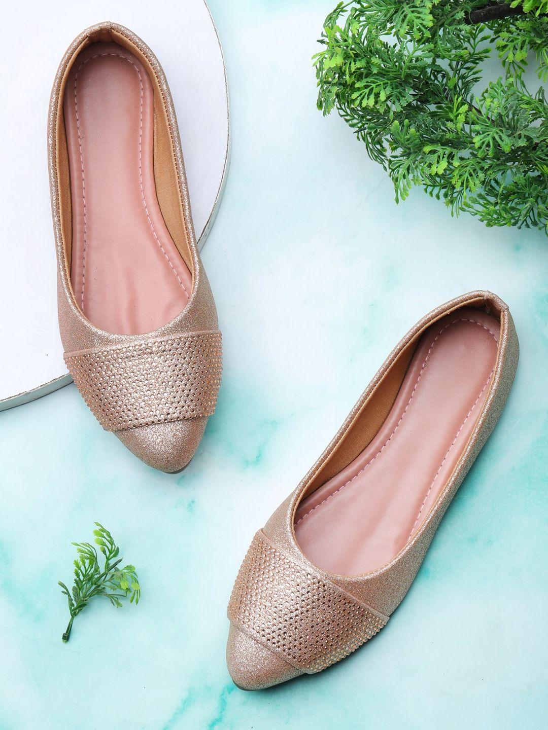 myra women rose gold ballerinas flats