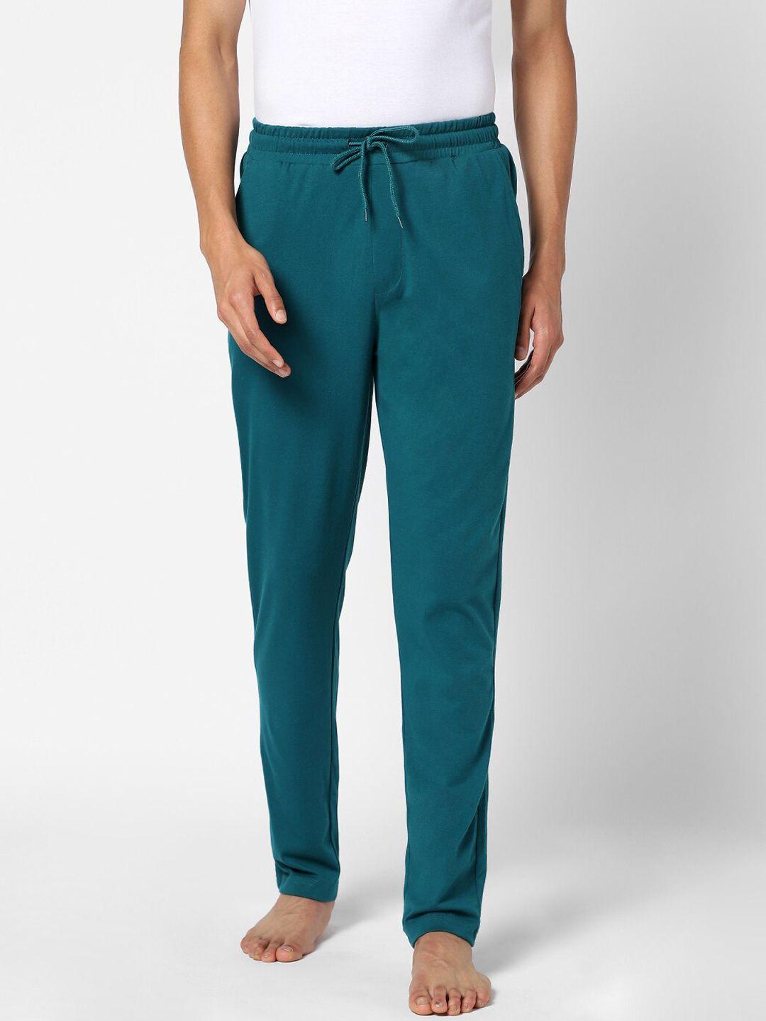 ajile by pantaloons men teal green solid lounge pants