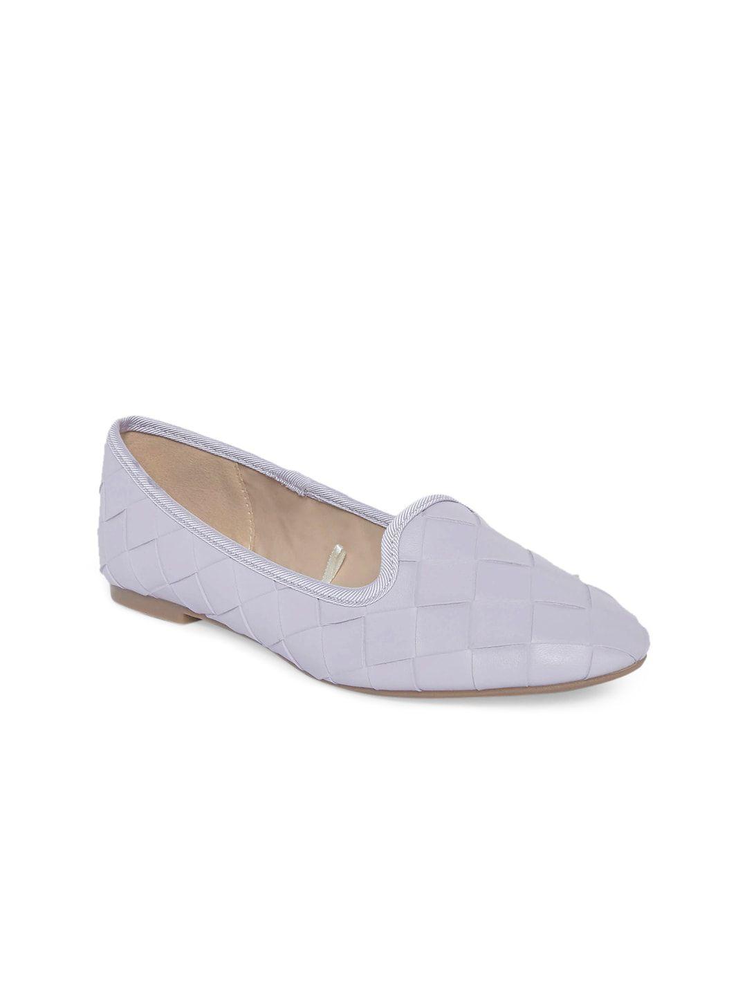 forever glam by pantaloons women lavender textured pu ballerinas