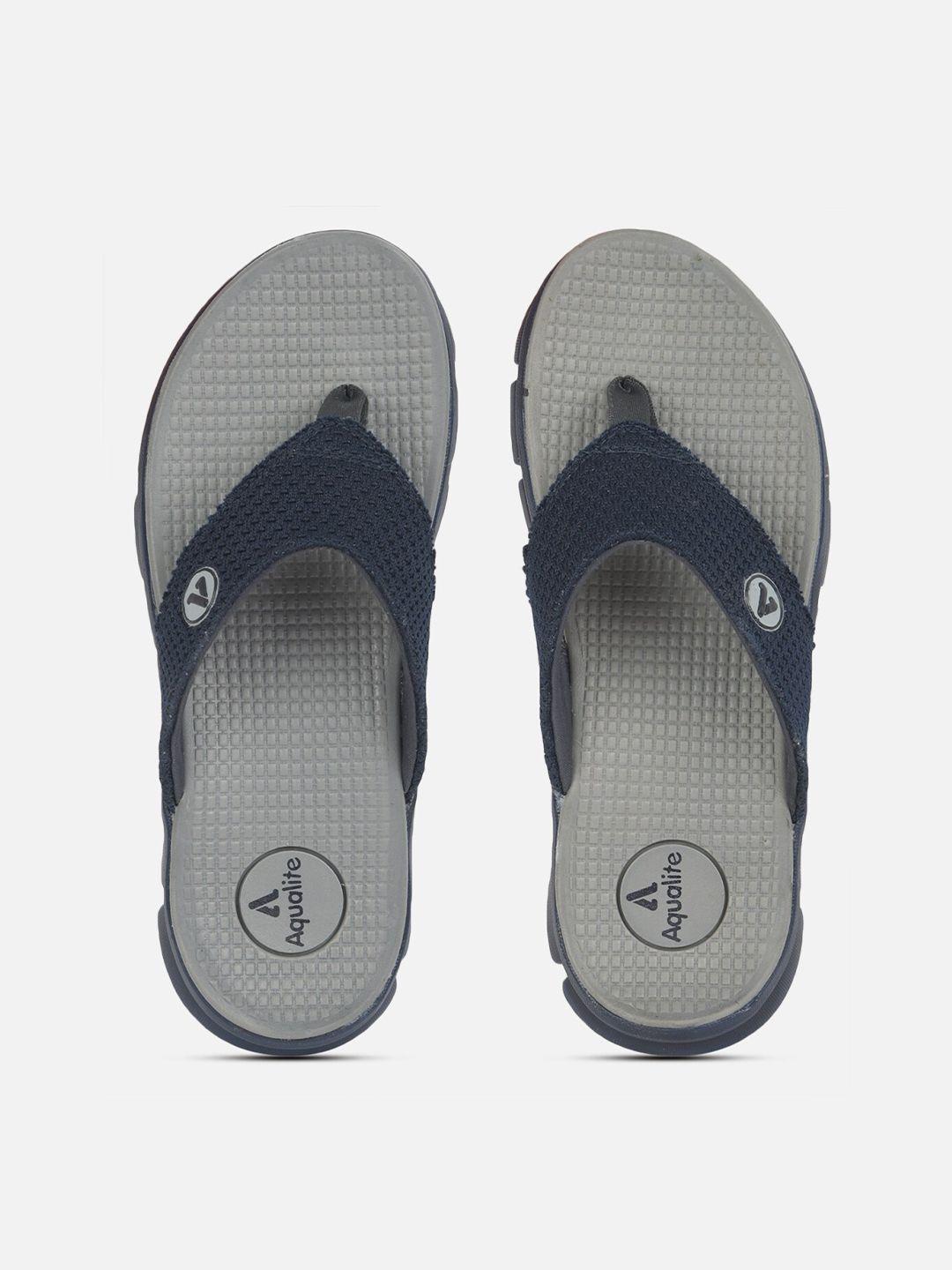 aqualite men navy blue & grey colourblocked thong flip-flops