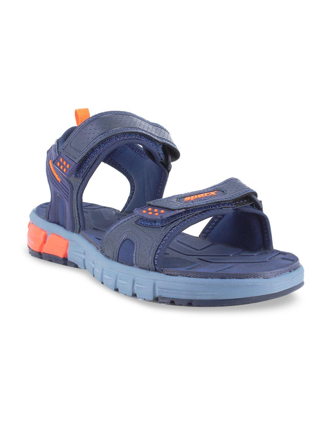 sparx men navy blue patterned sports sandals