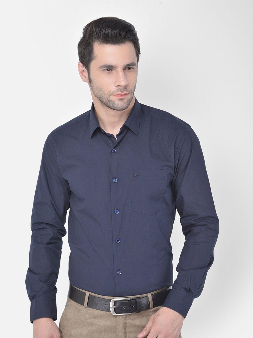 cobb men navy blue smart slim fit formal shirt