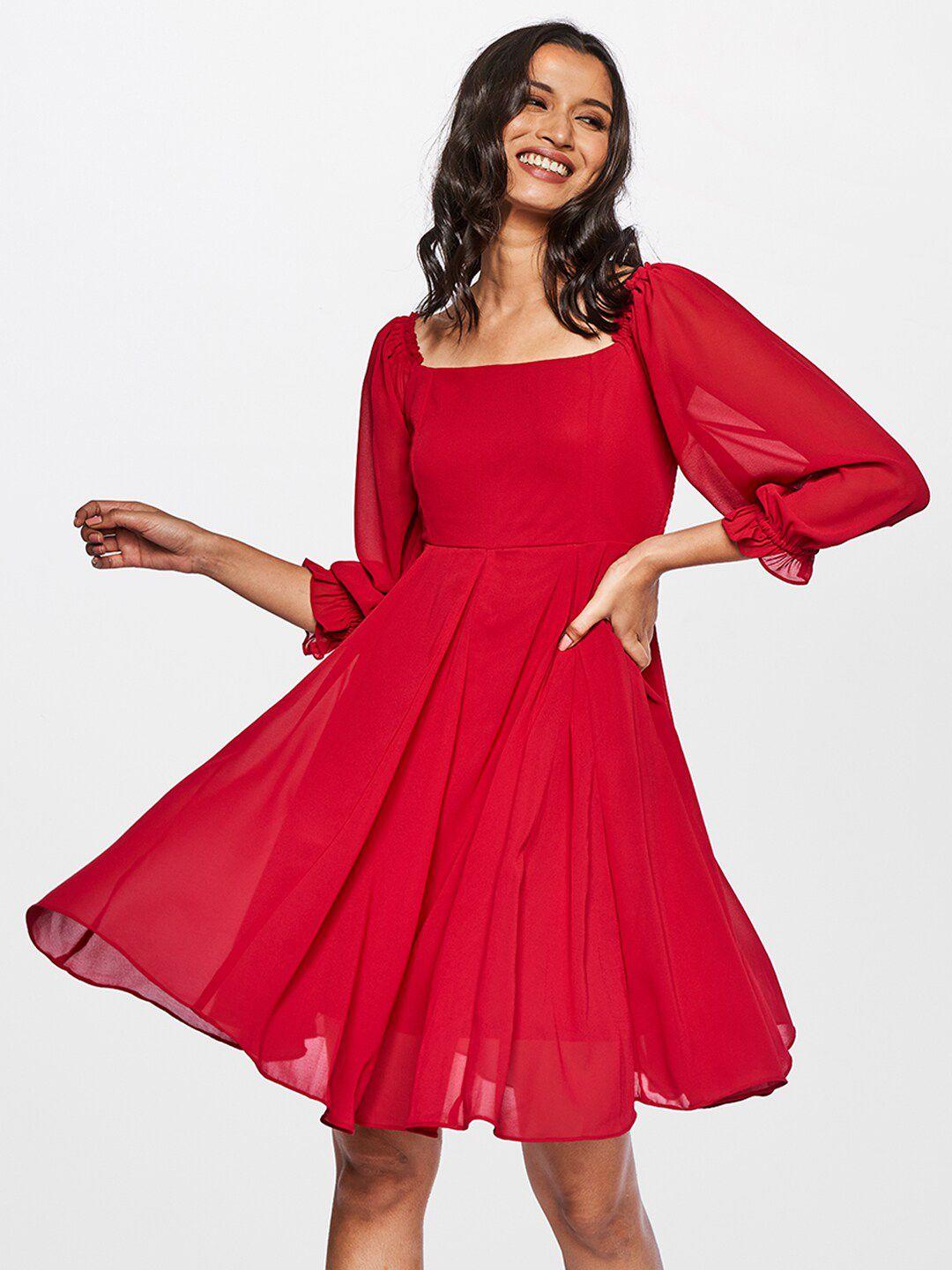 and women red polyester dress