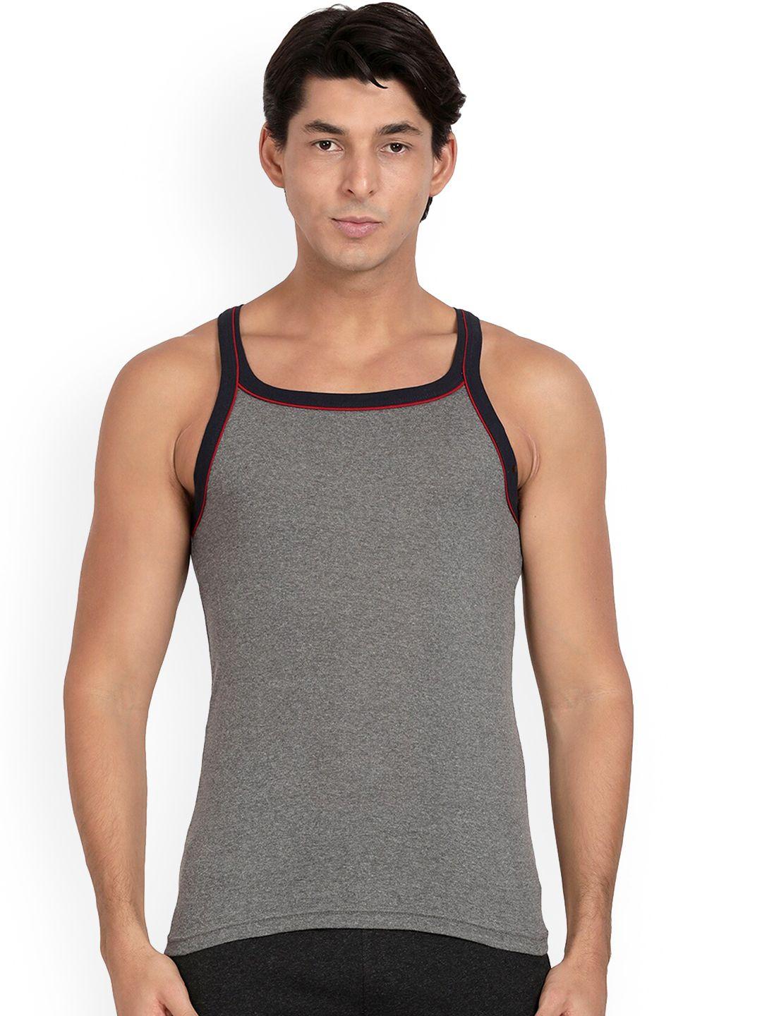 pepe jeans men anthra grey & melange grey solid cotton innerwear vests