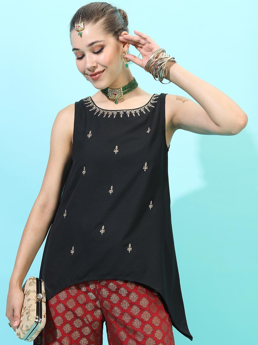 vishudh black printed top