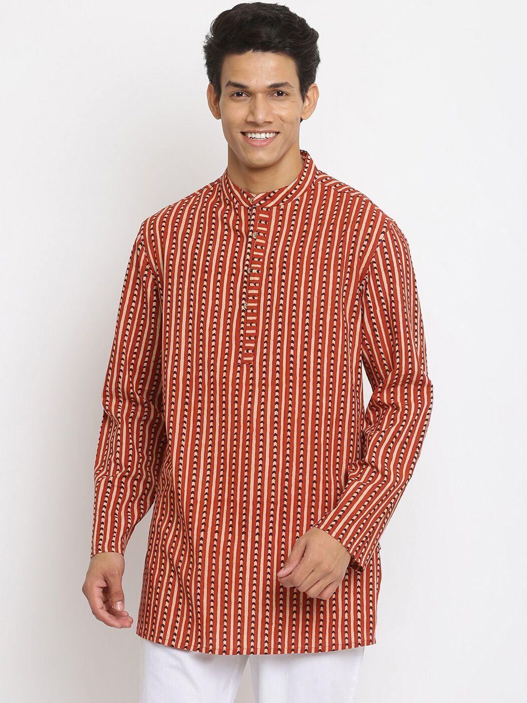 fabindia men red geometric printed kurta