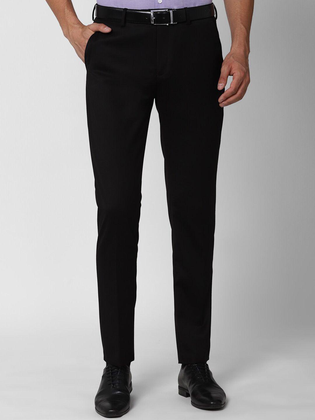 peter england elite men black slim fit trousers