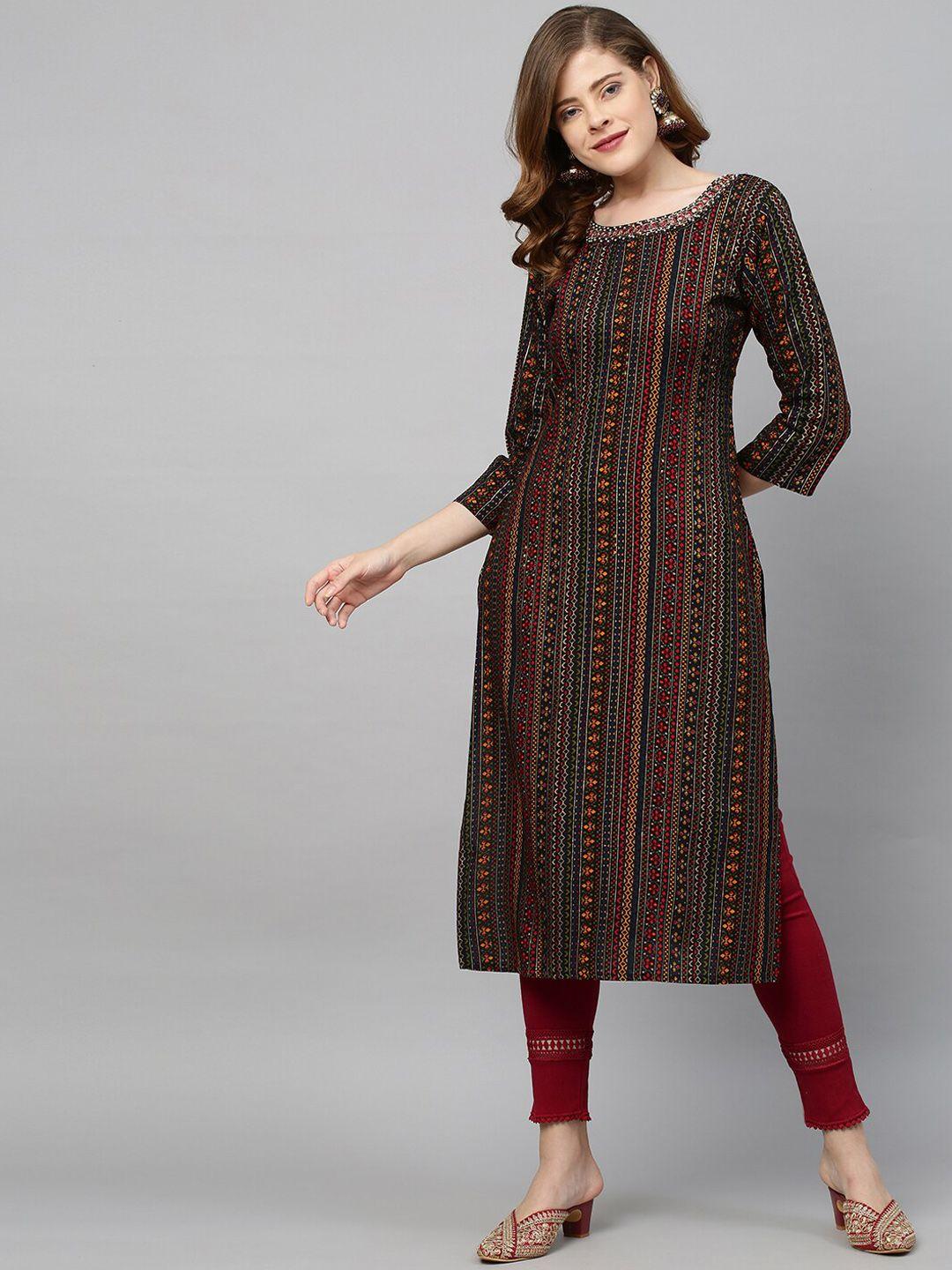 fashor women multicoloured geometric striped kurta