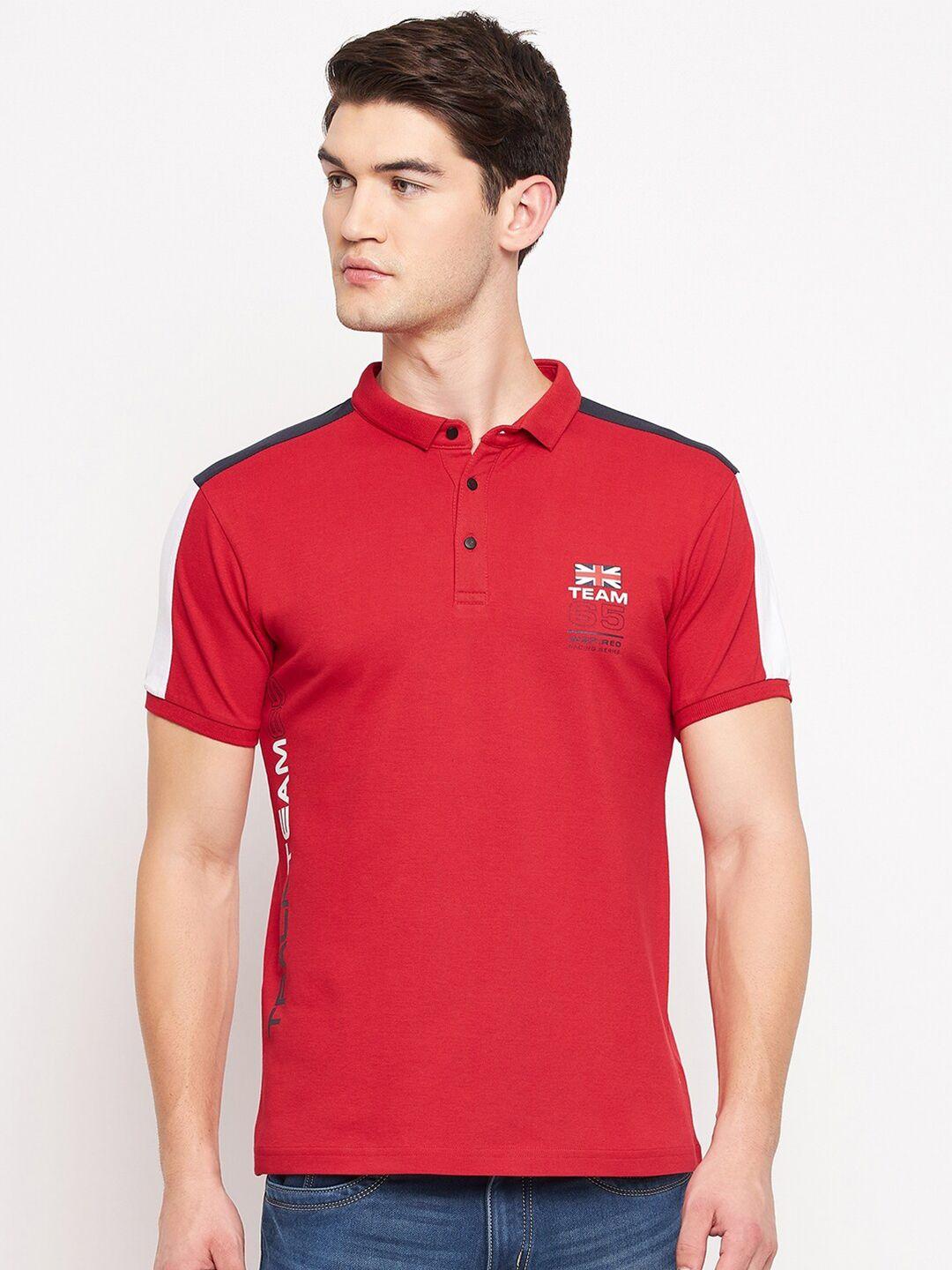 qubic men red polo collar t-shirt