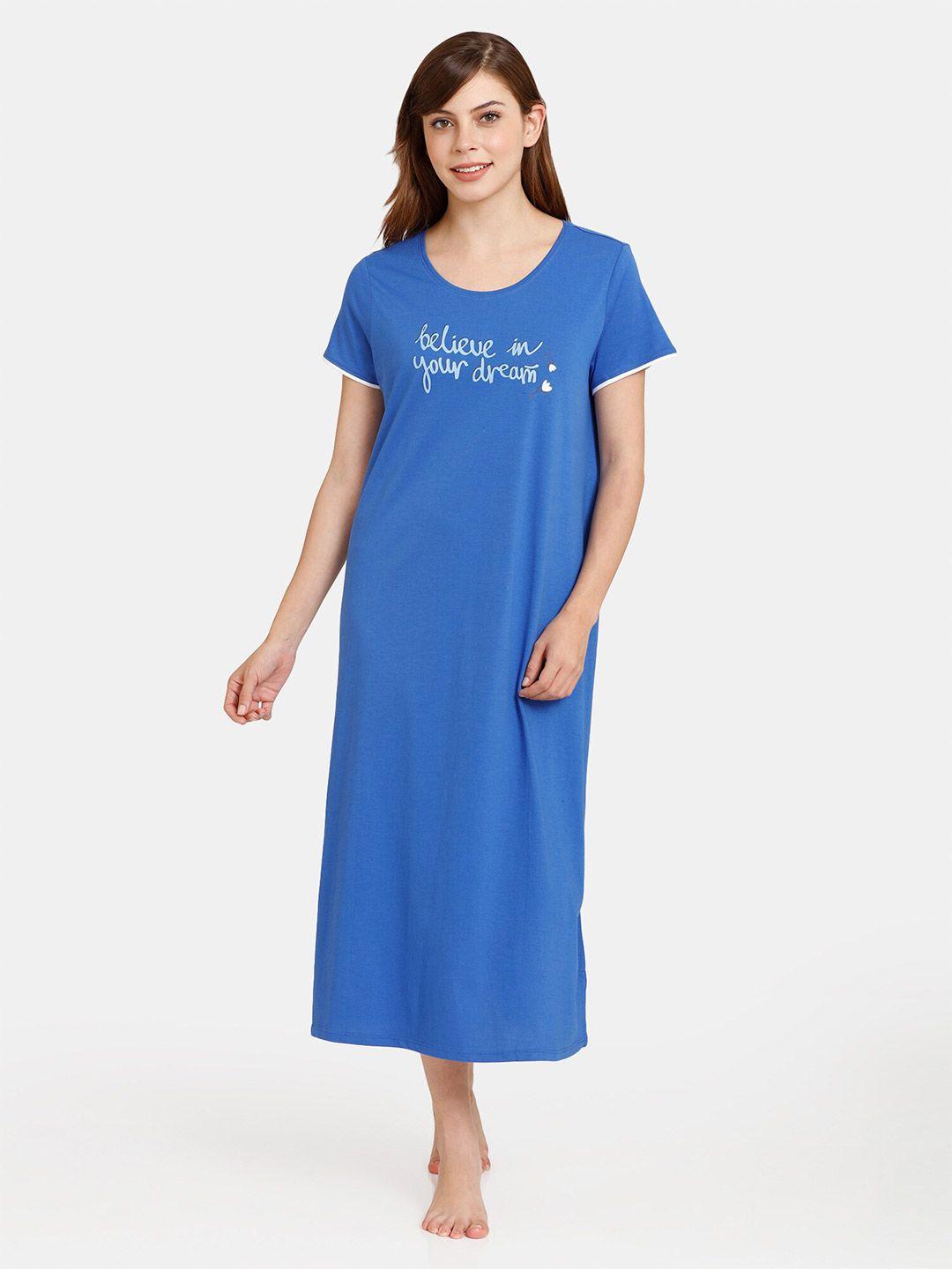 rosaline by zivame blue maxi nightdress