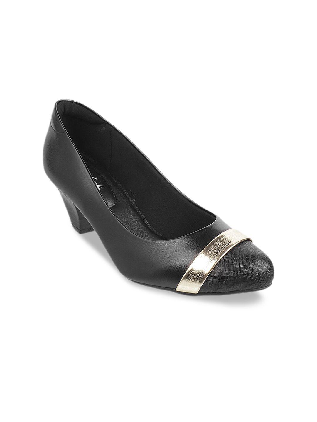 davinchi black colourblocked block pumps