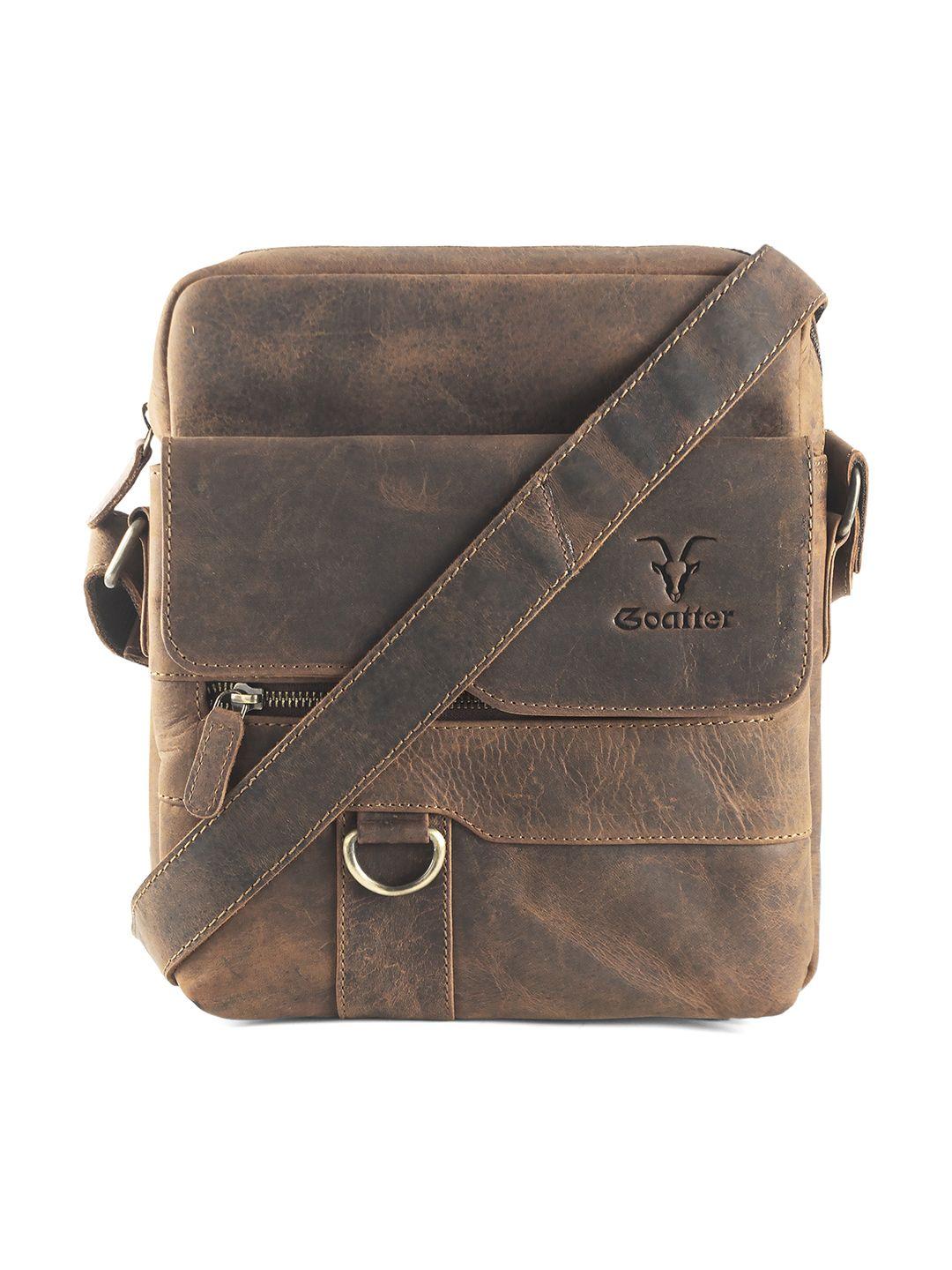 goatter men brown messenger bag