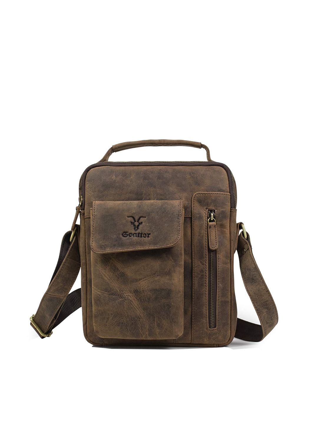 goatter men coffee brown messenger bag