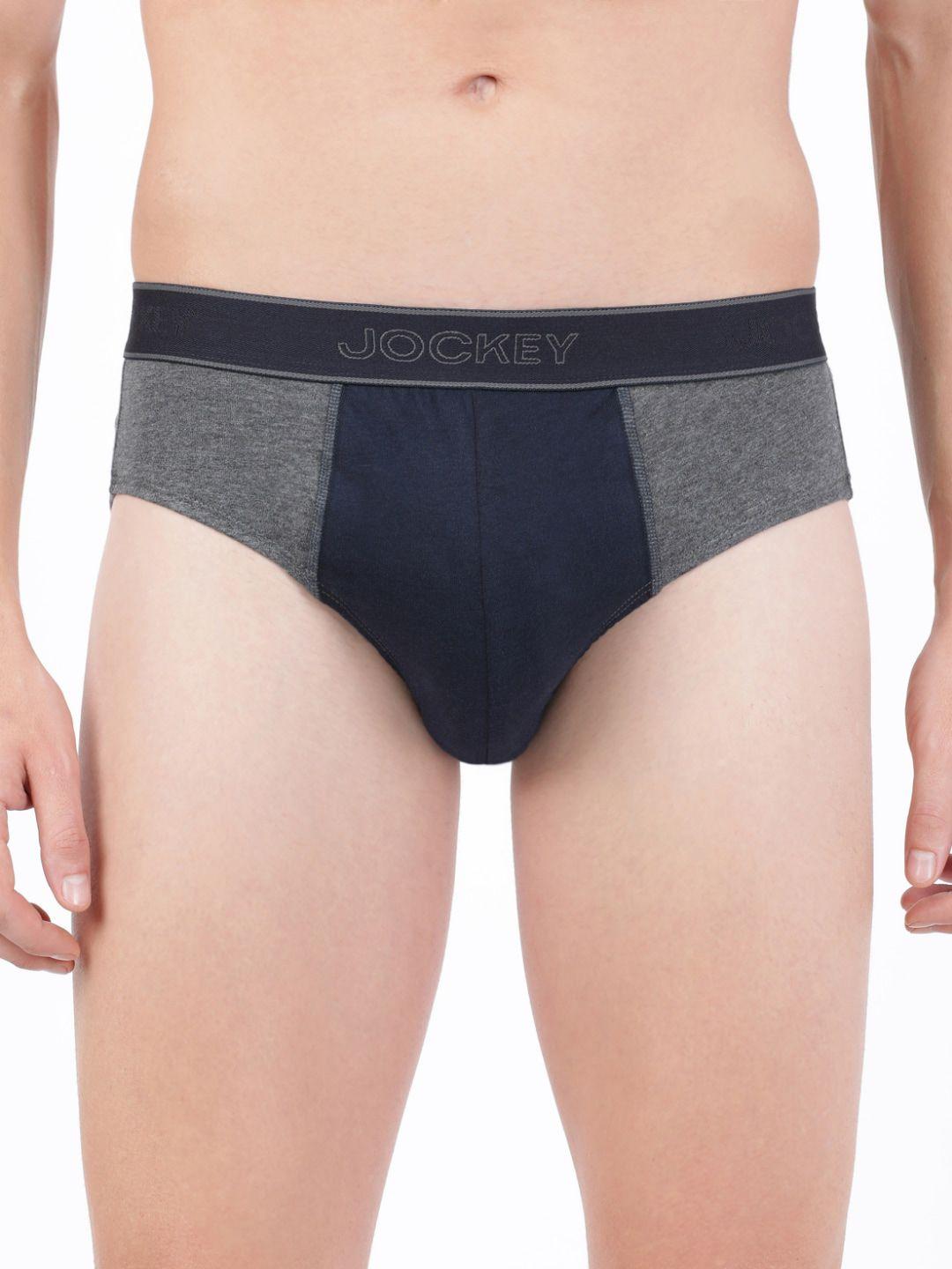 jockey men grey solid pure cotton basic briefs